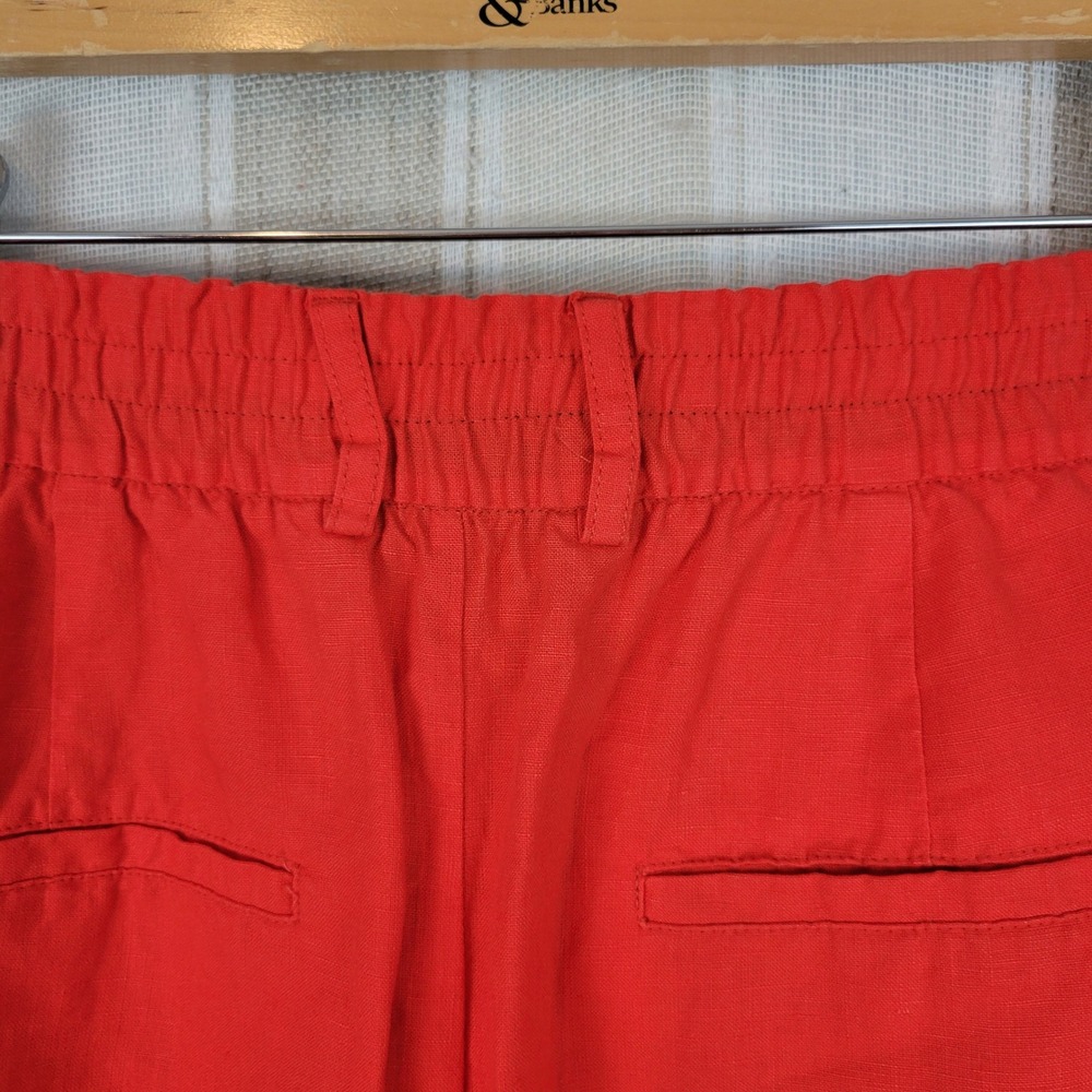 Zara Woman High Rise Wide Leg 100% Linen Pants Red Size Large Lagenlook - Picture 9 of 12